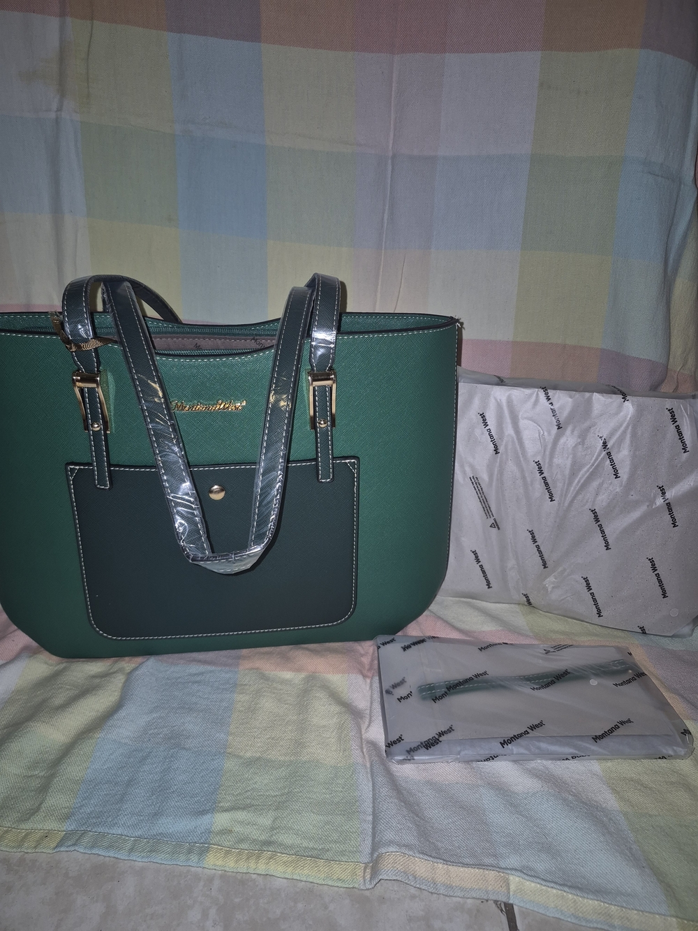 "Sale" NWT Montana West Green and Dark Green 3-Piece Shoulder Bag Set - Picture 10 of 11